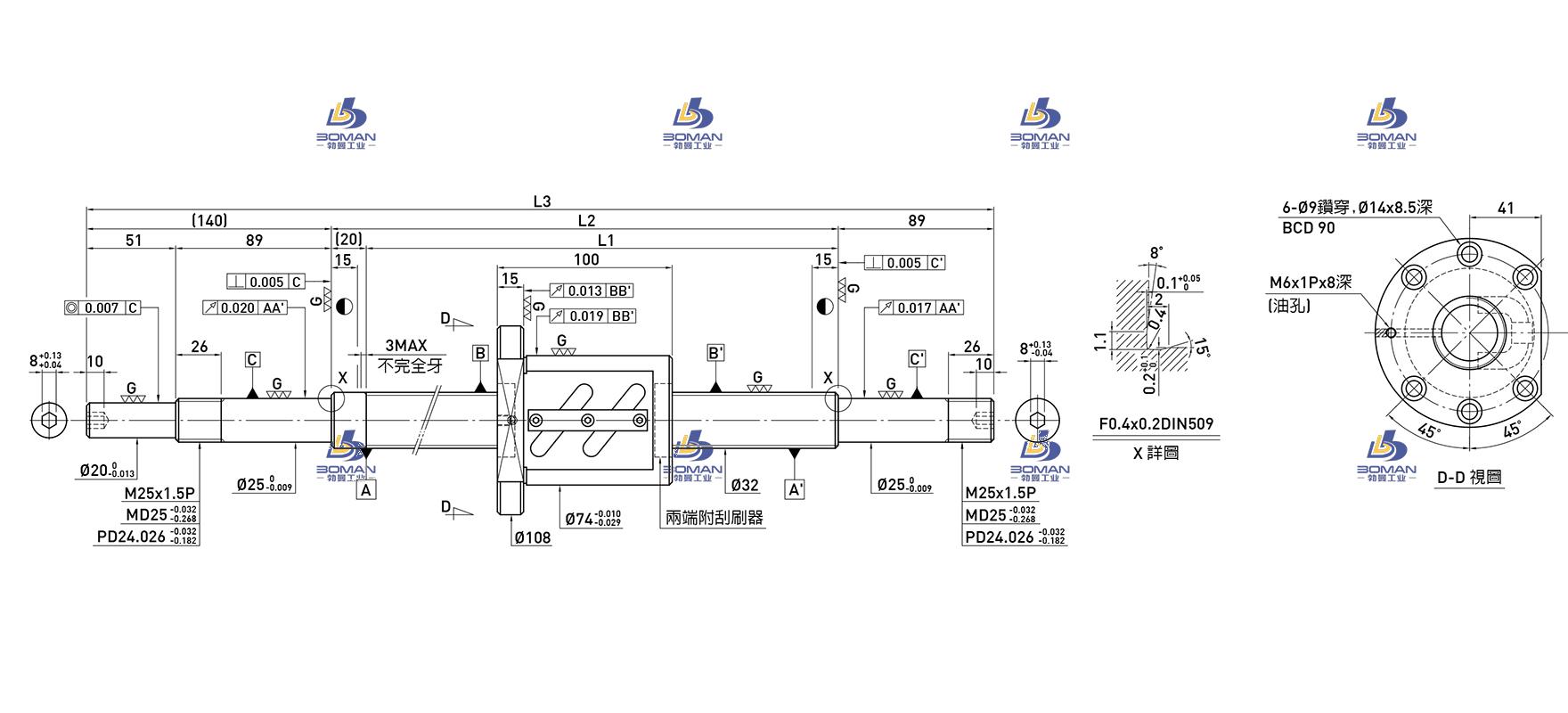 HIWIN上银 R32-10B1-OFSW-680-929-0.018 上银滚珠丝杠源头厂家